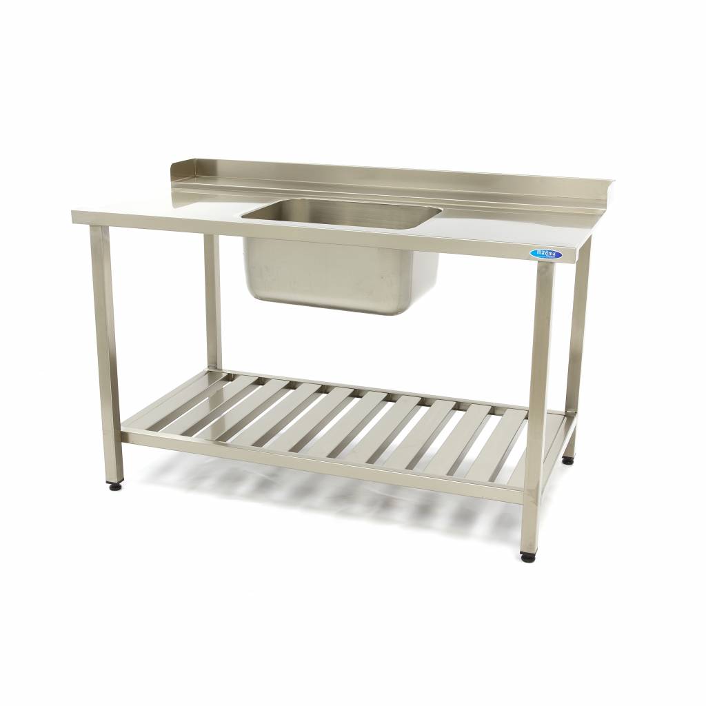 Table lave-vaisselle - 120 x 75 cm - droite - avec évier et dosseret - étagère de rangement incluse Table lave-vaisselle - 120 x 75 cm - droite - avec évier et dosseret - étagère de rangement incluse - Maxima – Image 1