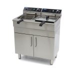 Friteuse - 2 x 16 L - 2 paniers - avec robinet de vidange et support - 400V - Maxima