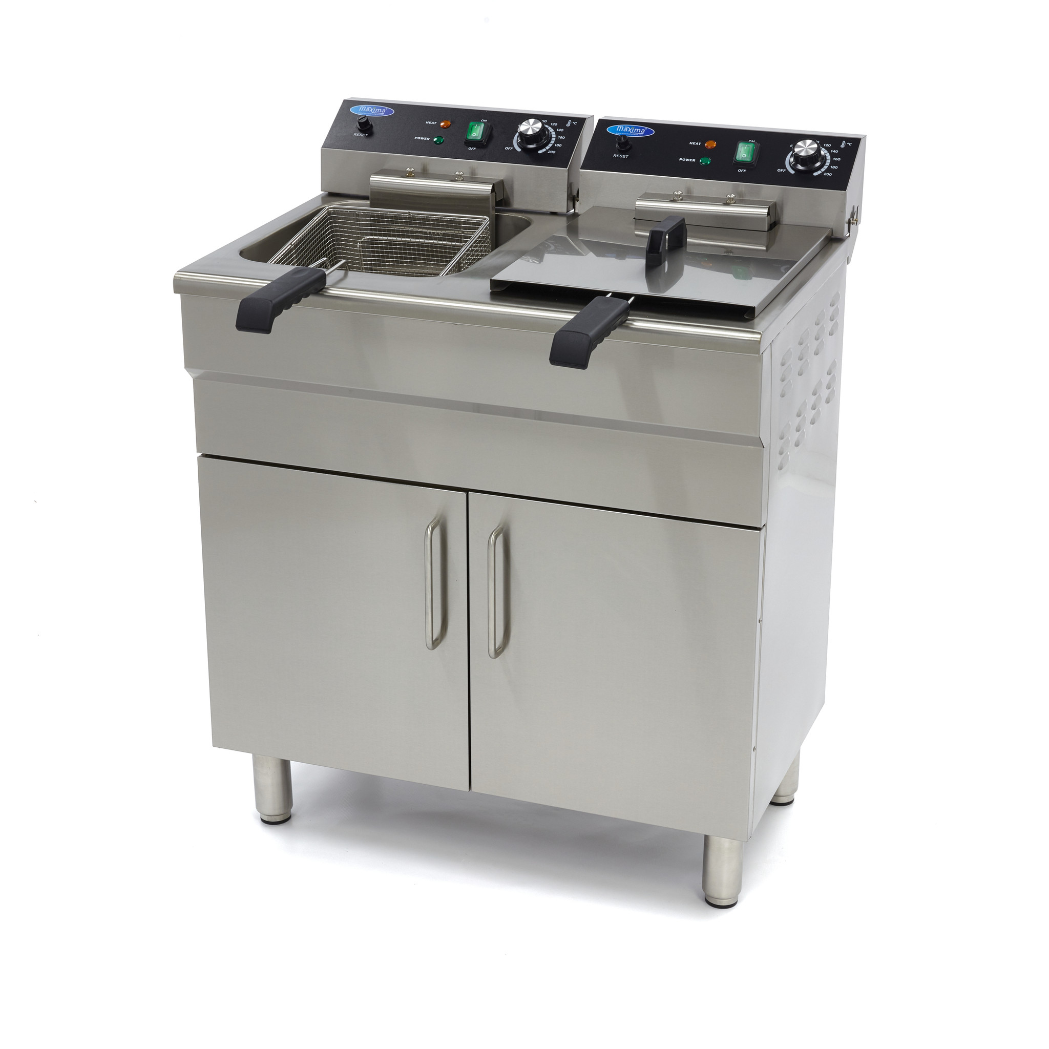Friteuse - 2 x 16 L - 2 paniers - avec robinet de vidange et support - 400V Friteuse - 2 x 16 L - 2 paniers - avec robinet de vidange et support - 400V - Maxima – Image 1
