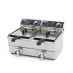 Friteuse - 2 x 10 L - 2 paniers - avec robinet de vidange - Maxima