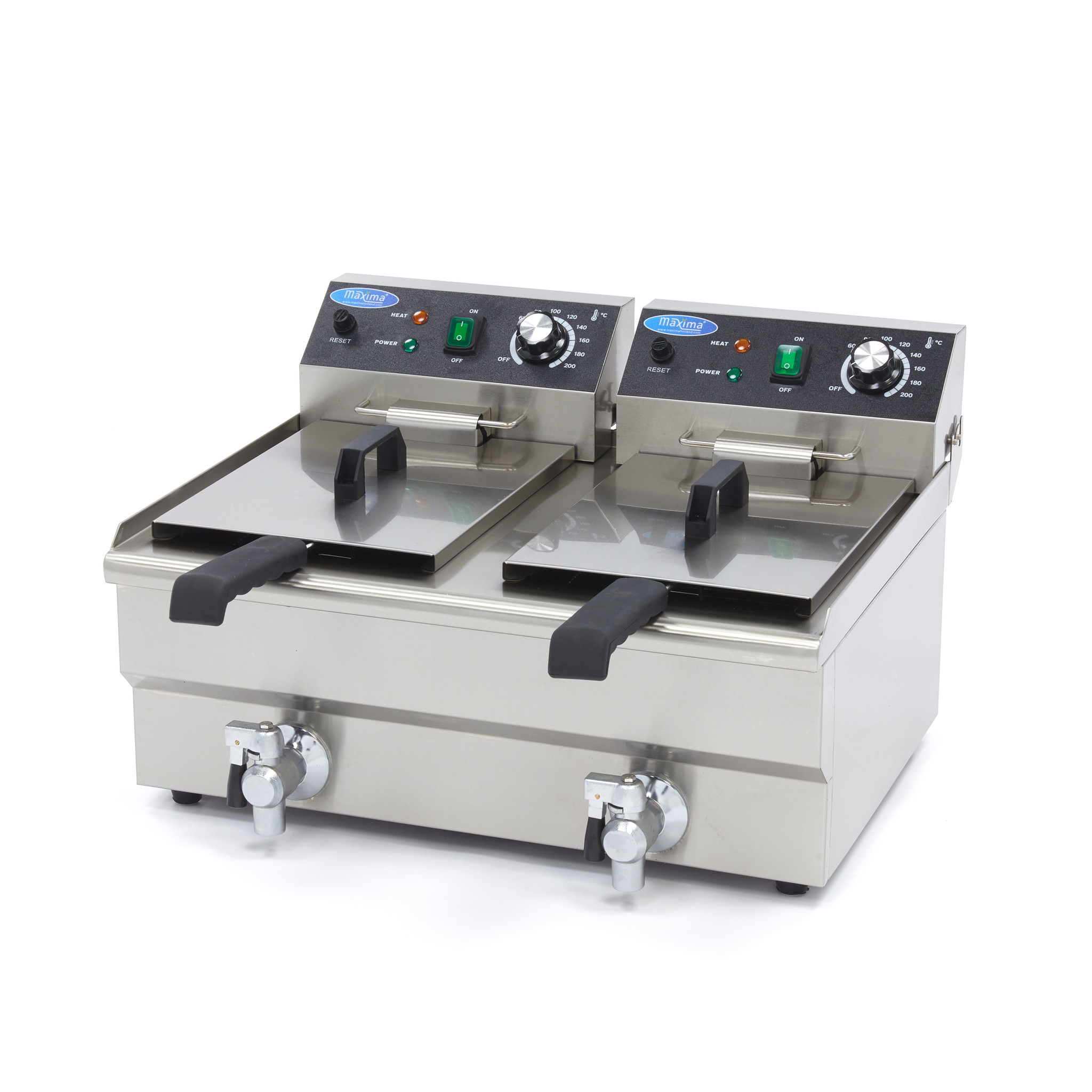 Friteuse - 2 x 10 L - 2 paniers - avec robinet de vidange Friteuse - 2 x 10 L - 2 paniers - avec robinet de vidange - Maxima – Image 1