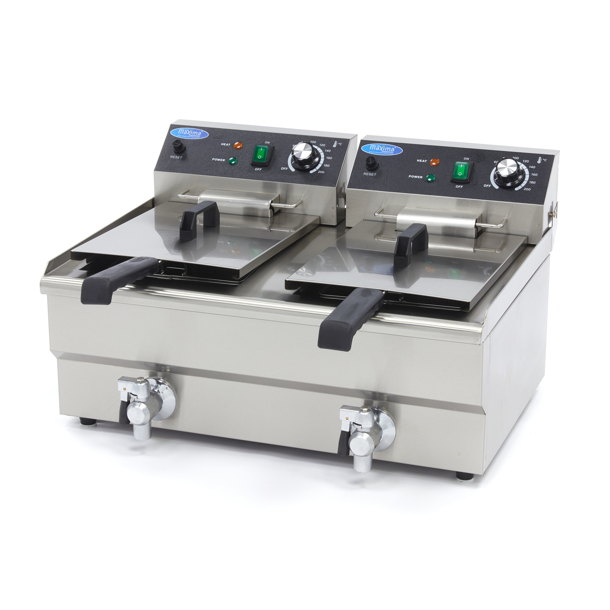 Friteuse - 2 x 13 L - 2 paniers - avec robinet de vidange Friteuse - 2 x 13 L - 2 paniers - avec robinet de vidange - Maxima – Image 1