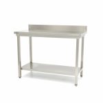 Table en acier inoxydable - 120 x 60 cm - hauteur réglable - avec dosseret et étagère de rangement - Maxima