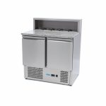 Réfrigérateur pour la préparation des pizzas - 90 cm - 2 portes - s'adapte à 5 x 1/6 GN - incl couvercle en acier inoxydable - Maxima