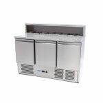 Réfrigérateur pour la préparation des pizzas - 137 cm - 3 portes - s'adapte à 8 x 1/6 GN - incl couvercle en acier inoxydable - Maxima