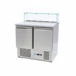 Réfrigérateur pour la préparation des pizzas - 90 cm - 2 portes - s'adapte à 5 x 1/6 GN - incl couvercle en verre - Maxima