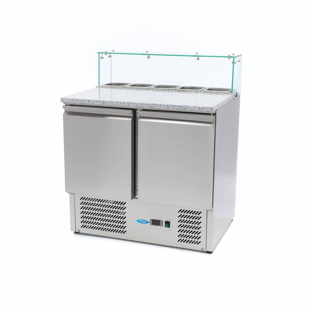 Réfrigérateur pour la préparation des pizzas - 90 cm - 2 portes - s'adapte à 5 x 1/6 GN - incl couvercle en verre Réfrigérateur pour la préparation des pizzas - 90 cm - 2 portes - s'adapte à 5 x 1/6 GN - incl couvercle en verre - Maxima – Image 1
