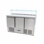 Réfrigérateur pour la préparation des pizzas - 137 cm - 3 portes - s'adapte à 8 x 1/6 GN - incl couvercle en verre - Maxima