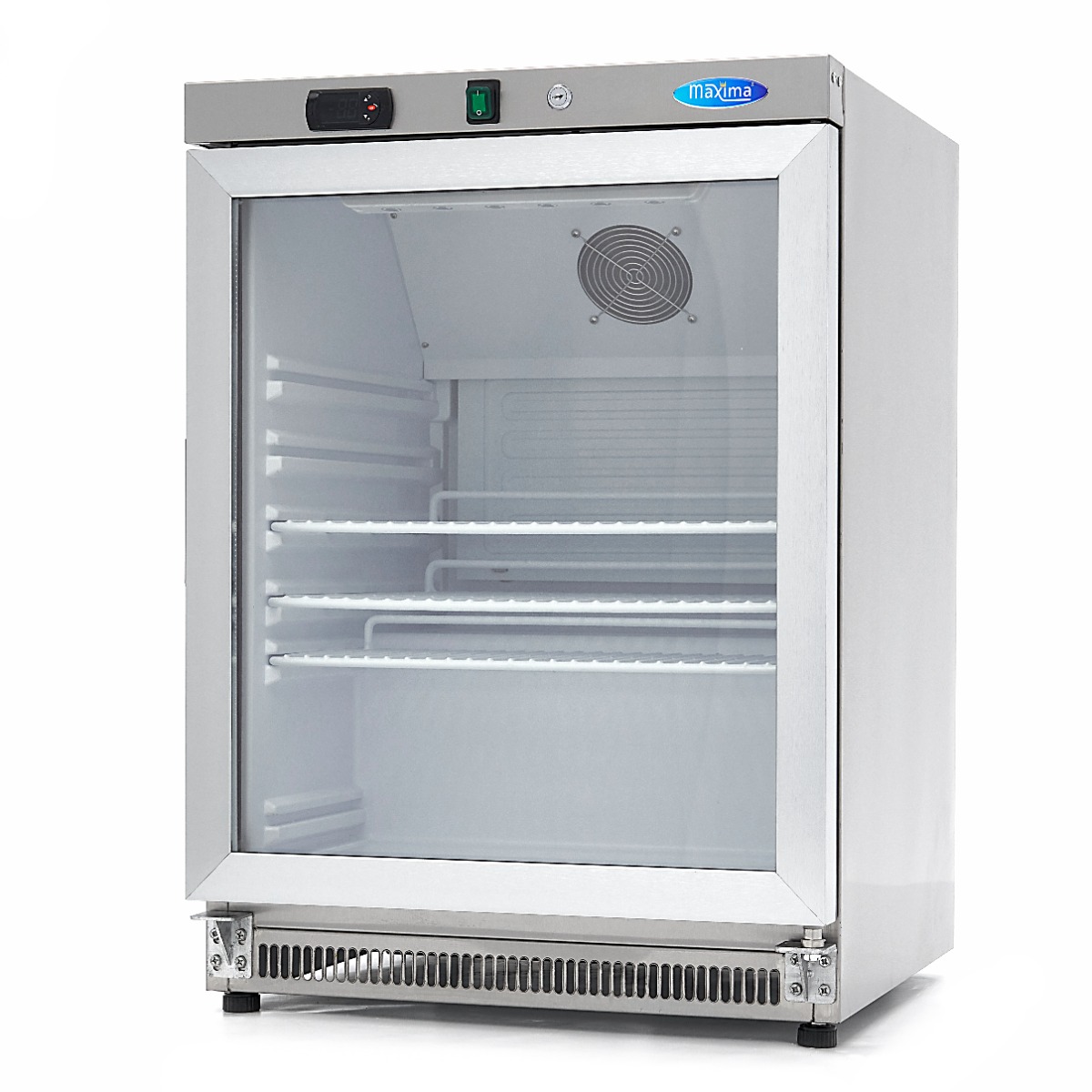 Réfrigérateur - 200 L - acier inoxydable - avec porte en verre Réfrigérateur - 200 L - acier inoxydable - avec porte en verre - Maxima – Image 1