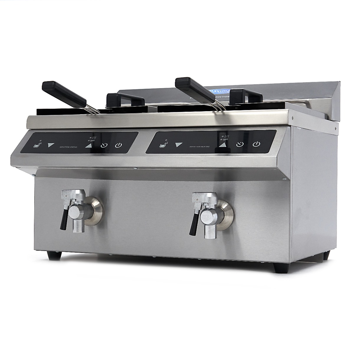 Friteuse - 2 x 8 L - 2 paniers - induction - avec robinet de vidange Friteuse - 2 x 8 L - 2 paniers - induction - avec robinet de vidange - Maxima – Image 1